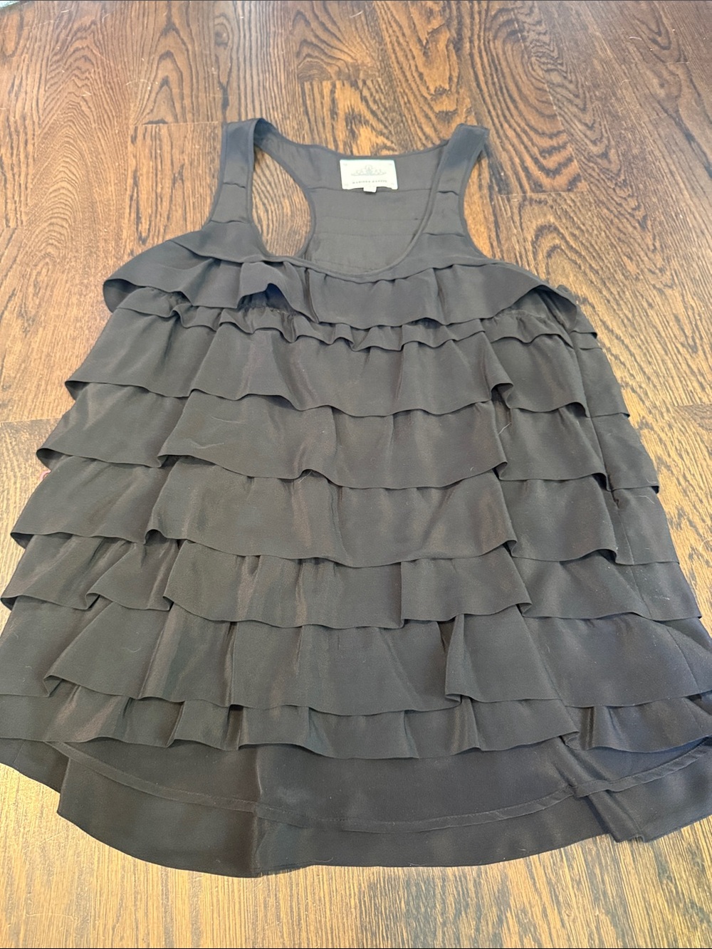 Madison Marcus Black Ruffle Racerback Tank